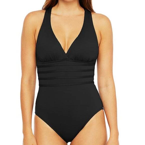La Blanca Other - La Blanca Island Goddess Strappy Tummy Control One-Piece Swimsuit | Sz 12 Black